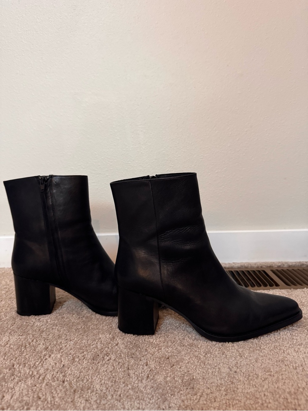 Black Leather Ankle Boots - Classic Women's Zip Boot